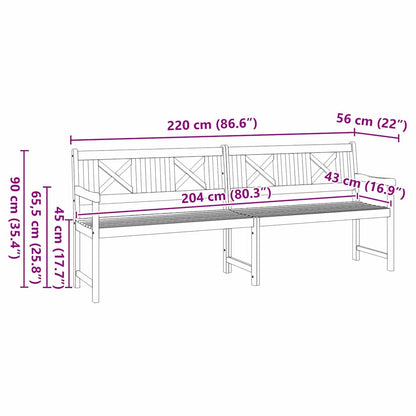 Tuinbank Bruin 220 X 56 X 90 Cm Massief Acaciahout 219 x 55,5 x 90 cm Kruisrugleuning