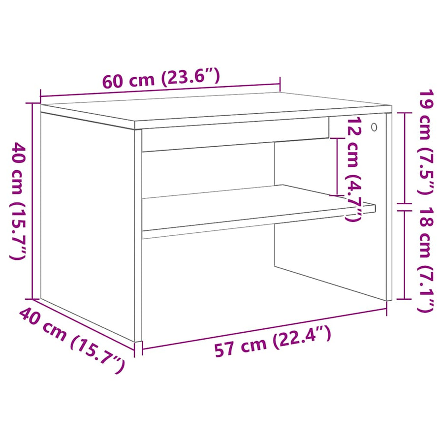 Tv-meubel 60x40x40 cm bewerkt hout grijs sonoma eikenkleurig