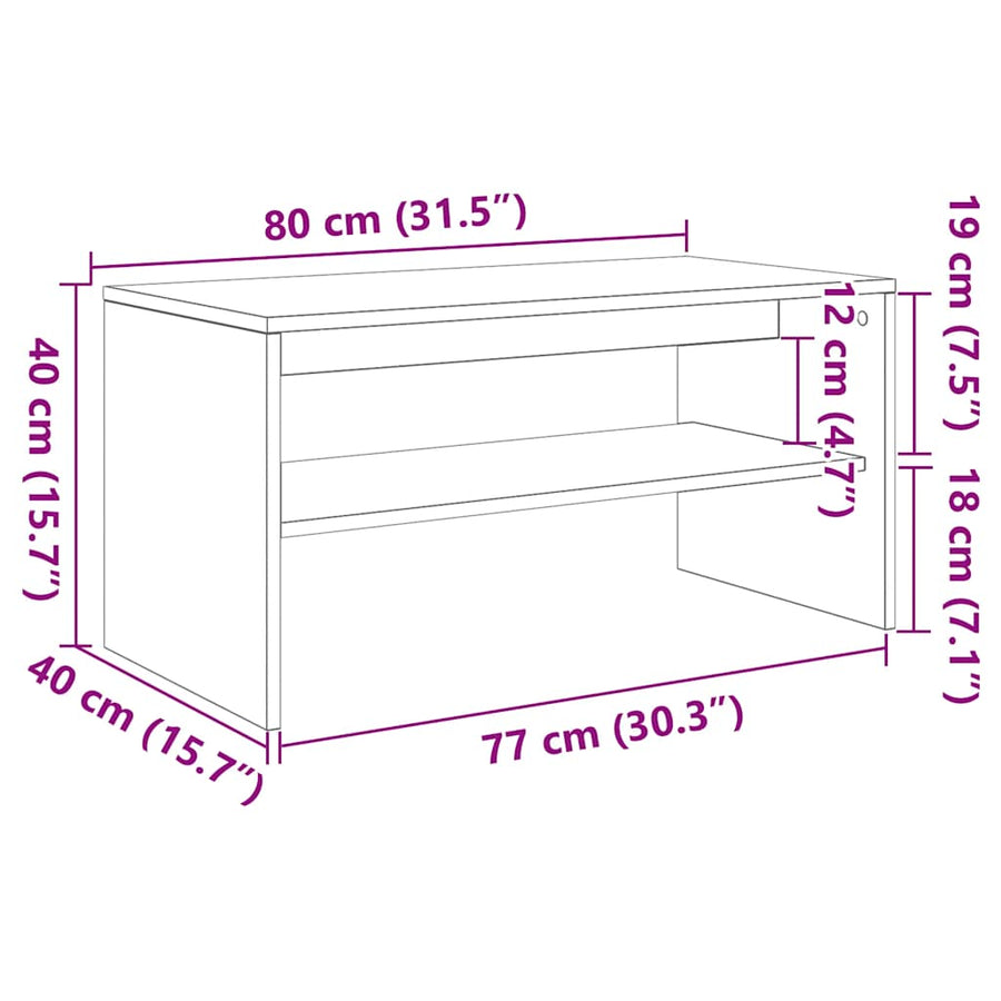 Tv-meubel 80x40x40 cm bewerkt hout grijs sonoma eikenkleurig