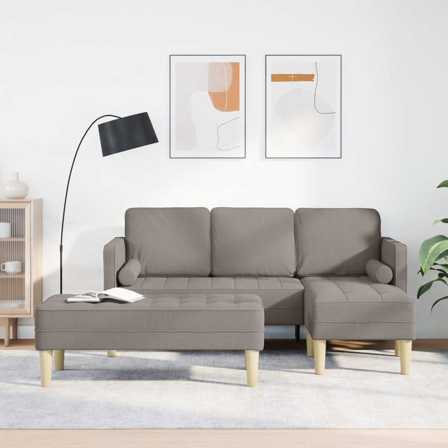 Bankstel Met Kussen 2 Pcs Polyester Taupe