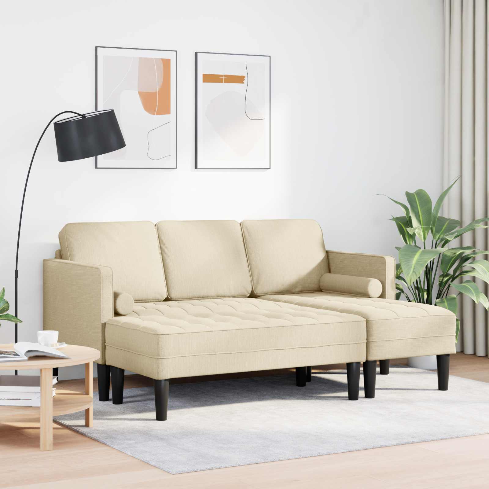 Bankstel met kussen 2 pcs Crème Polyester