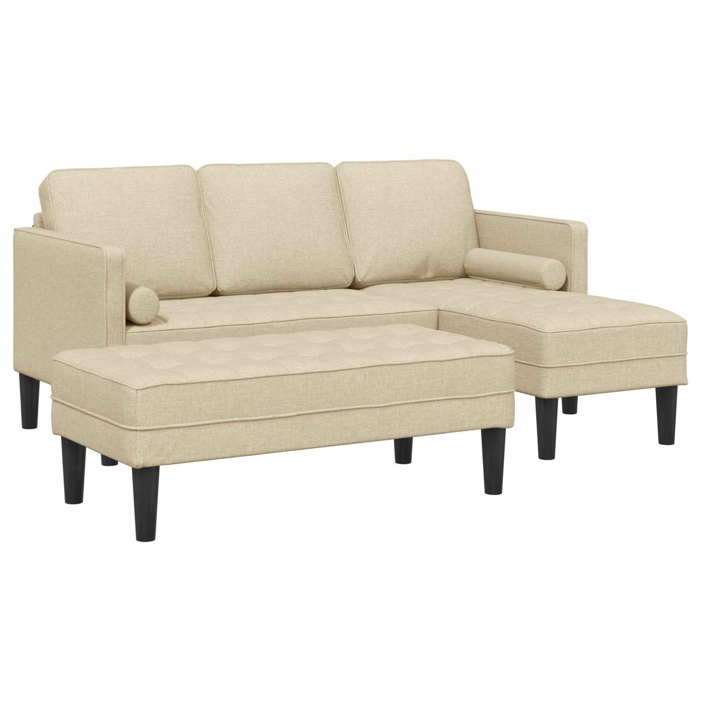 Bankstel met kussen 2 pcs Crème Polyester