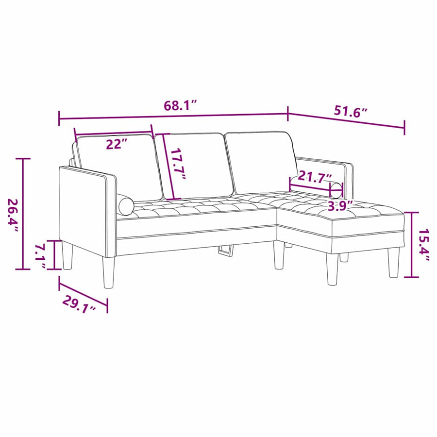 Bankstel 2 Pcs 173 X 131 X 67 Cm Stof Donkergeel