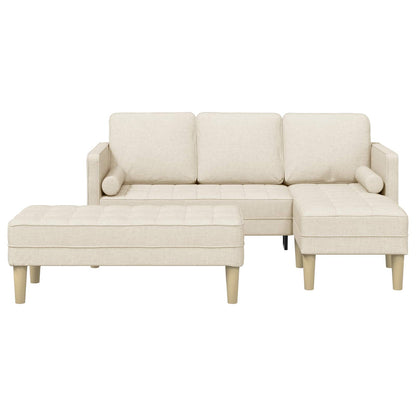 Bankstel Met Kussen 2 Pcs Polyester Linnen L-vormige bank + poef
