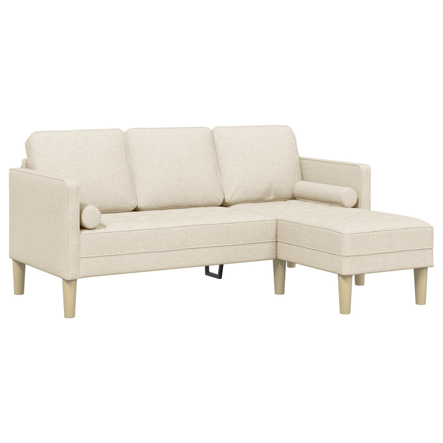 Bankstel Met Kussen 2 Pcs Polyester Linnen L-vormige bank + poef