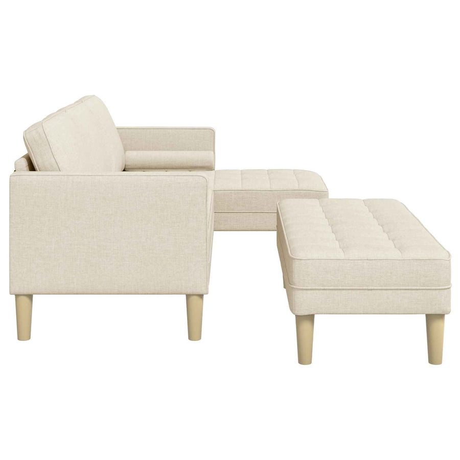 Bankstel Met Kussen 2 Pcs Polyester Linnen L-vormige bank + poef