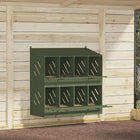 Chicken nesting box with 8 compartments, olive green metal