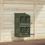 Kippennestkastje 4 vakken olijfgroen metaal 54x79x109.5 cm