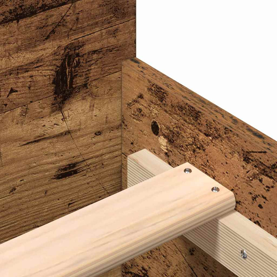 Bedframe met hoofdeinde Oud Hout 203 x 203 x 50 cm Bewerkt hout
