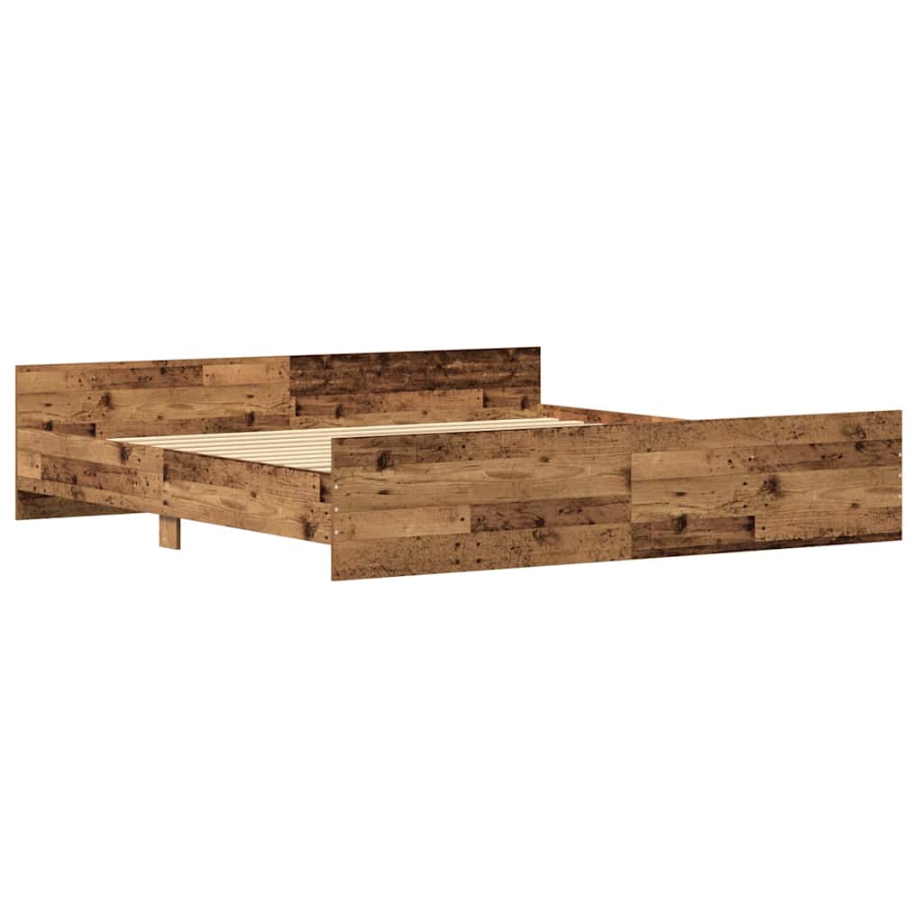 Bedframe met hoofdeinde Oud Hout 203 x 203 x 50 cm Bewerkt hout