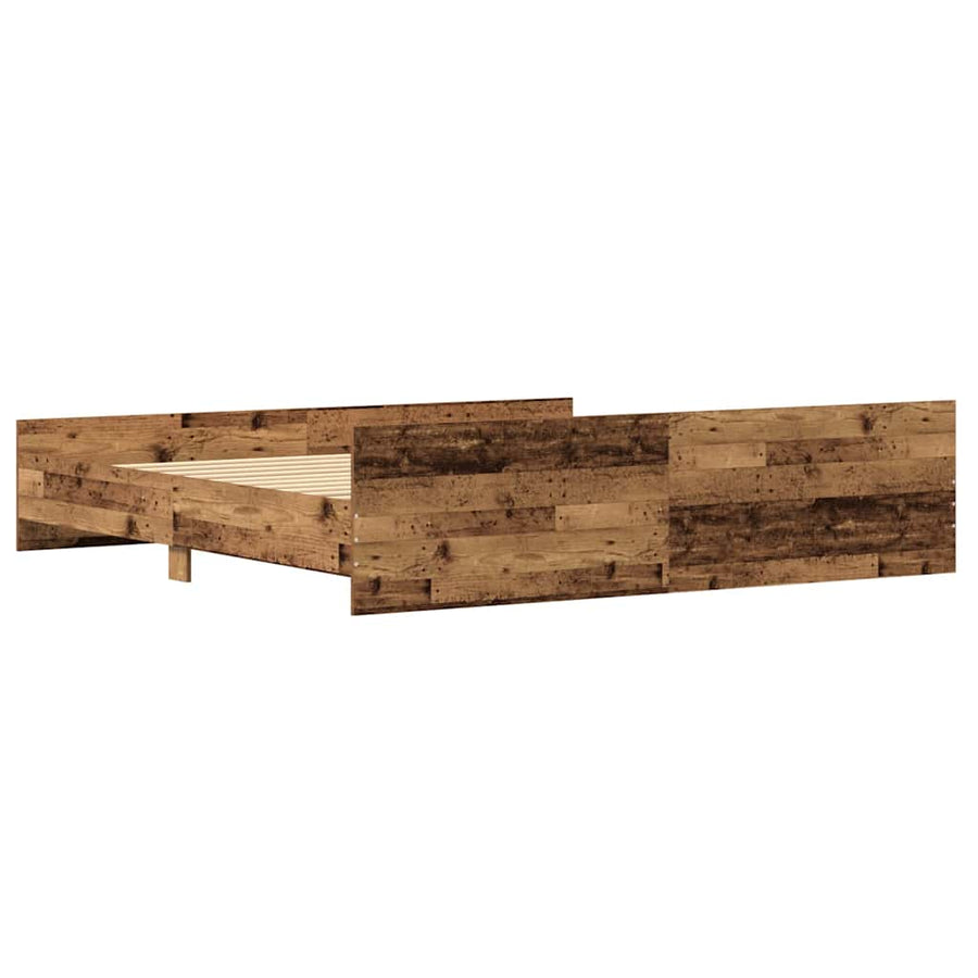 Bedframe met hoofdeinde Oud Hout 203 x 203 x 50 cm Bewerkt hout
