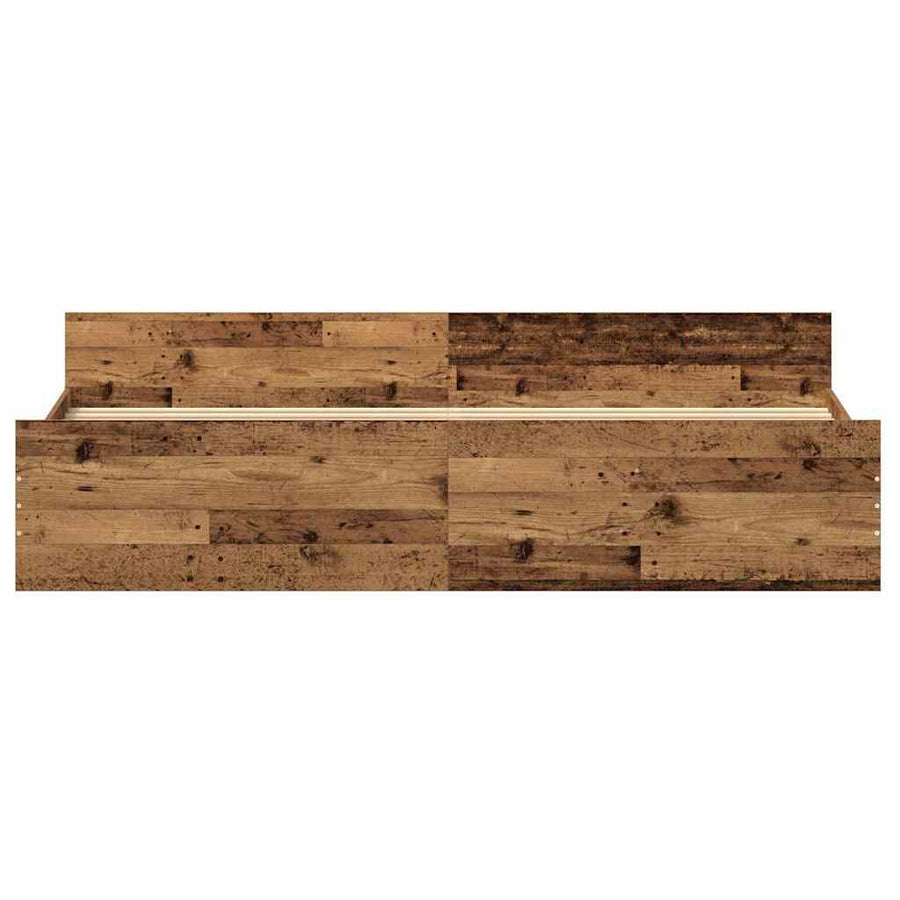 Bedframe met hoofdeinde Oud Hout 203 x 203 x 50 cm Bewerkt hout