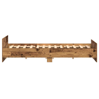 Bedframe met hoofdeinde Oud Hout 203 x 203 x 50 cm Bewerkt hout
