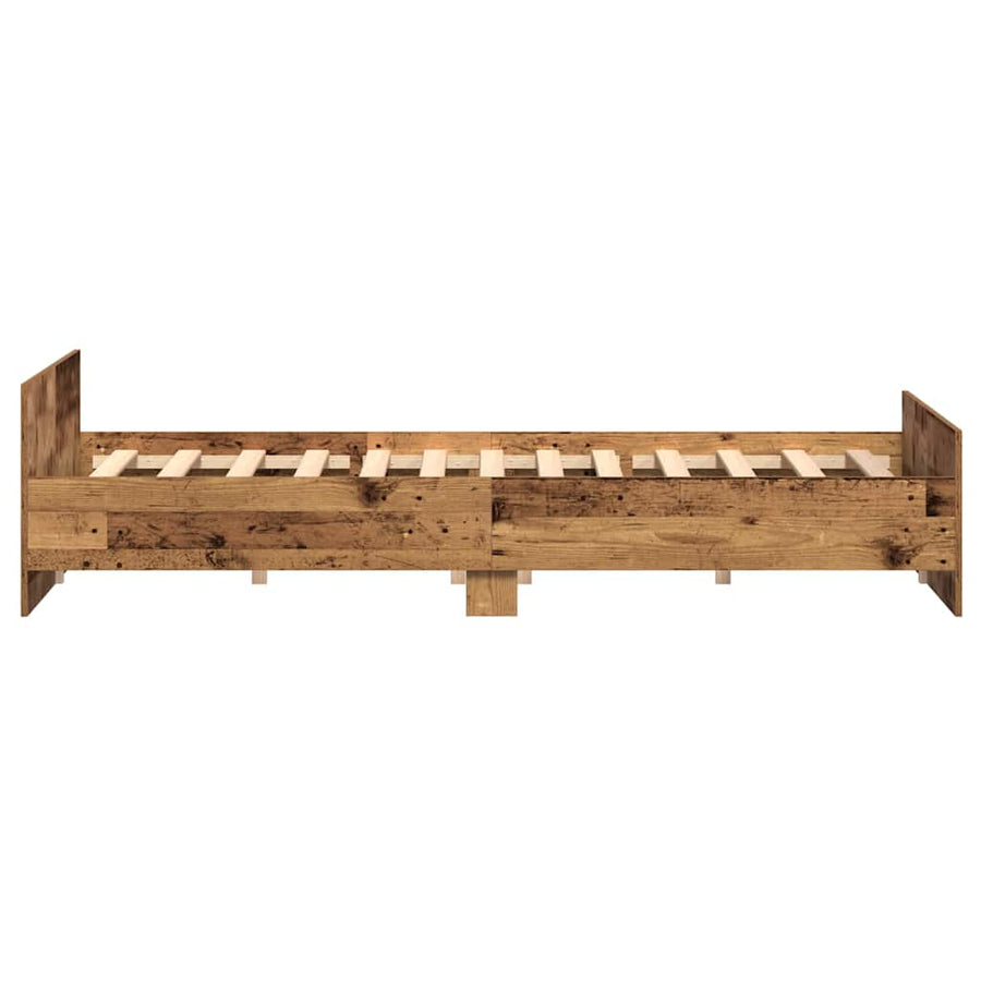 Bedframe met hoofdeinde Oud Hout 203 x 203 x 50 cm Bewerkt hout