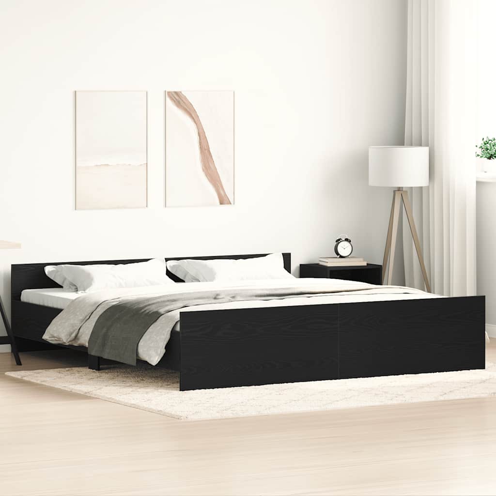Bedframe zonder matras 200x200 cm bewerkt hout zwart eikenkleur