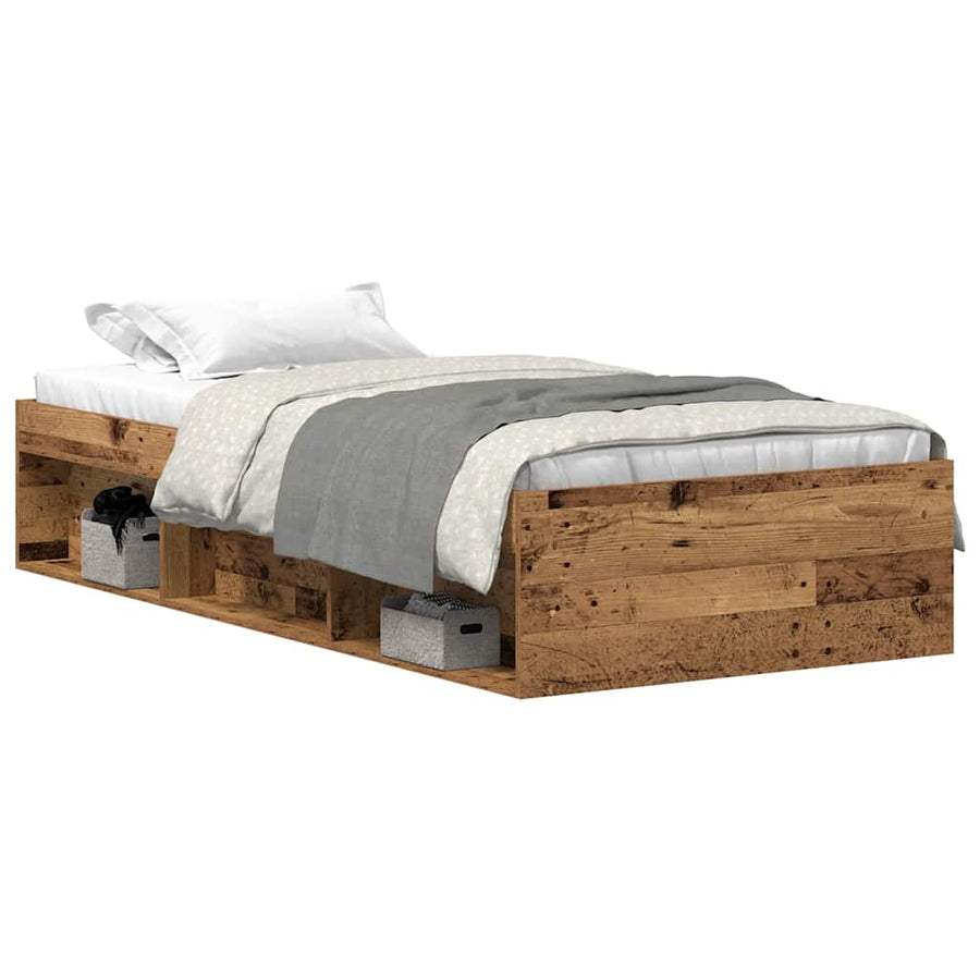 Bedframe zonder matras 75x190 cm spaanplaat oud hout