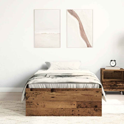 Bedframe zonder matras 75x190 cm spaanplaat oud hout