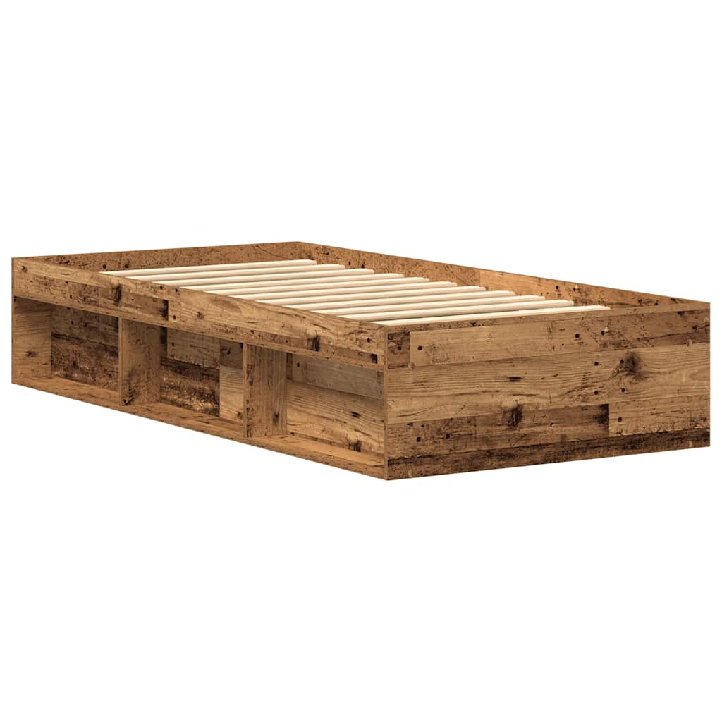 Bedframe zonder matras 75x190 cm spaanplaat oud hout