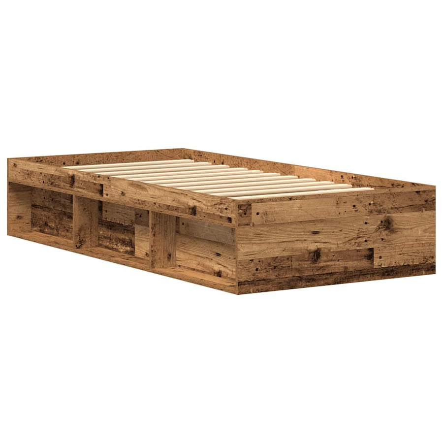 Bedframe zonder matras 75x190 cm spaanplaat oud hout