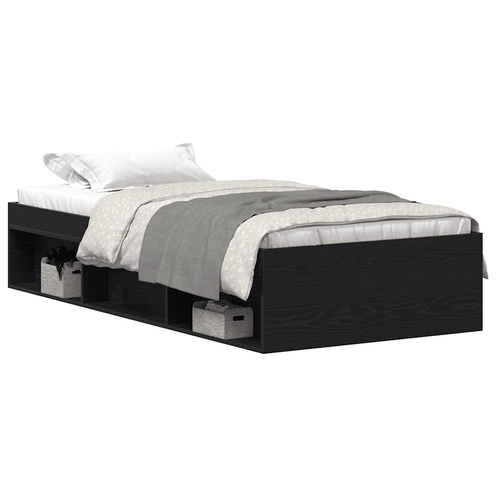 Bedframe zonder matras 75x190 cm spaanplaat zwart eikenkleurig