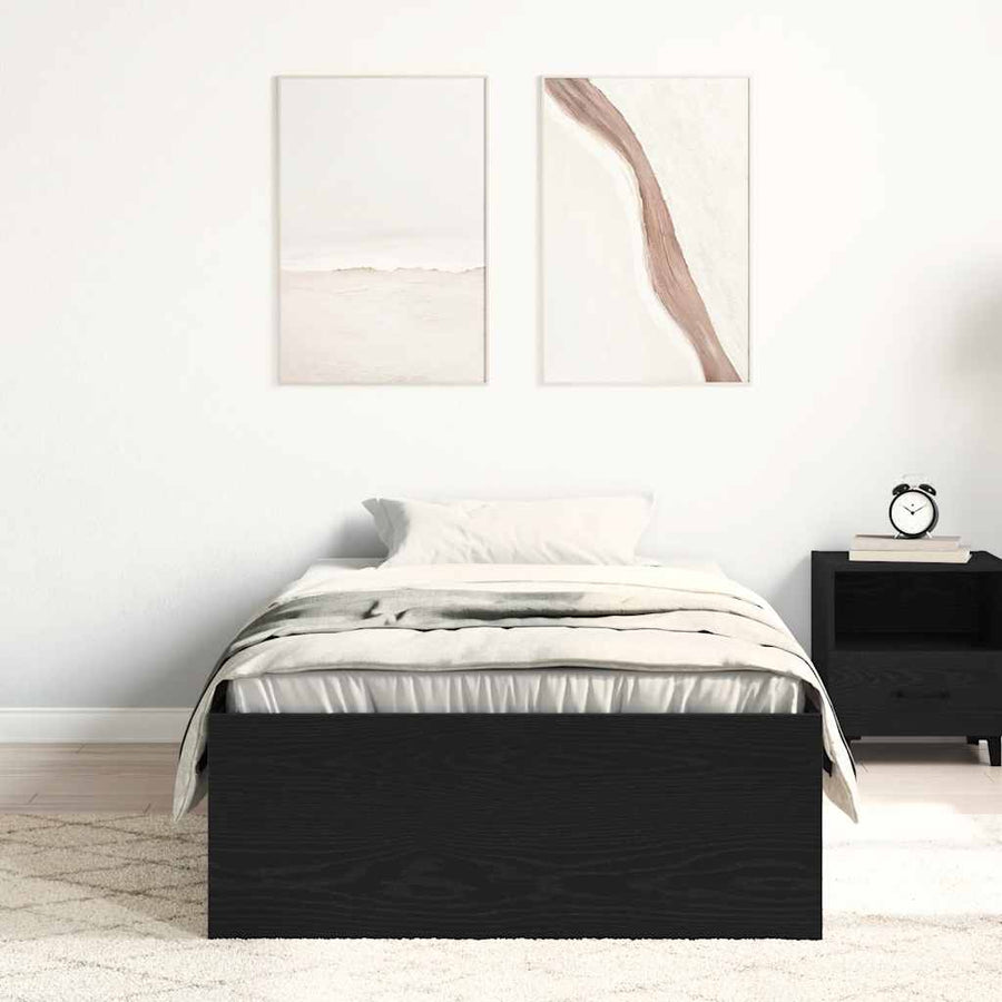 Bedframe zonder matras 75x190 cm spaanplaat zwart eikenkleurig