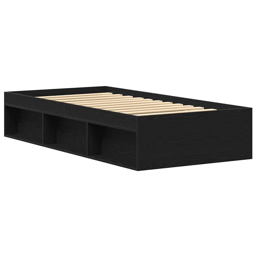 Bedframe zonder matras 75x190 cm spaanplaat zwart eikenkleurig