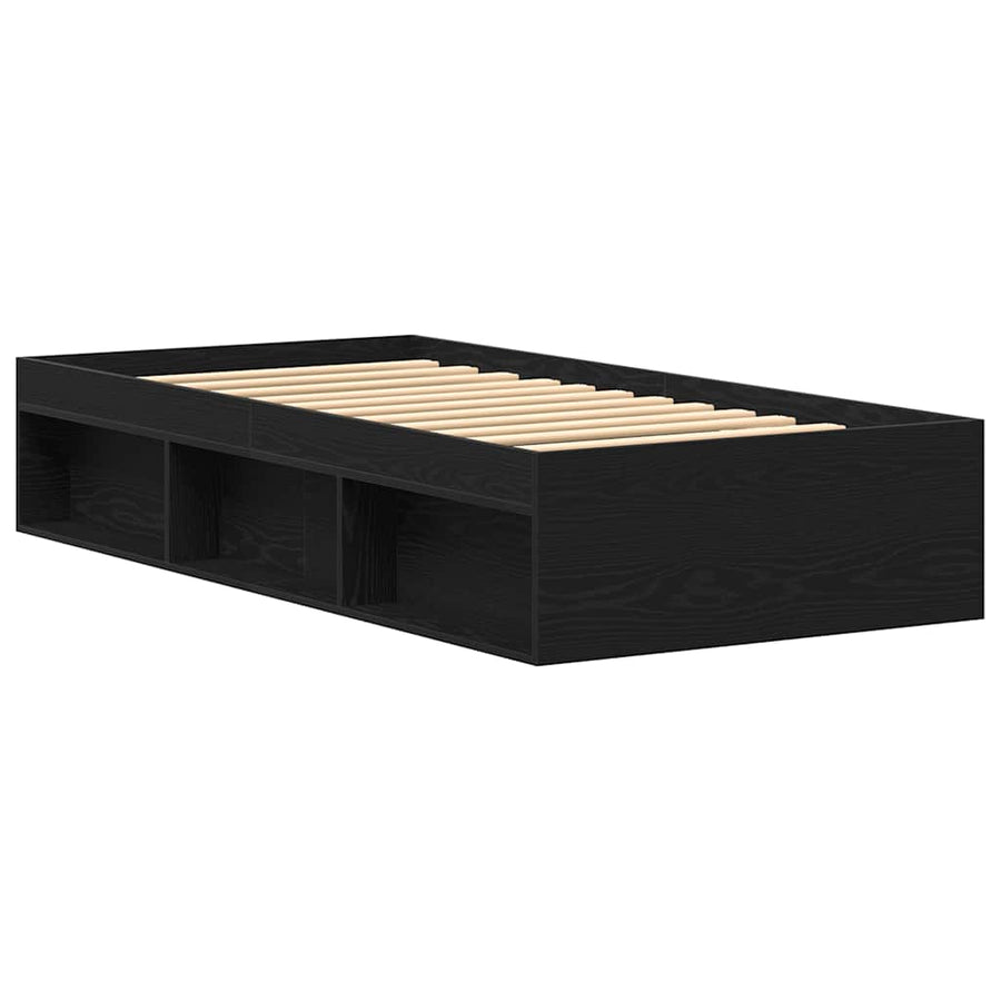 Bedframe zonder matras 75x190 cm spaanplaat zwart eikenkleurig