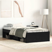 Bedframe 75x190 cm spaanplaat zwart eiken