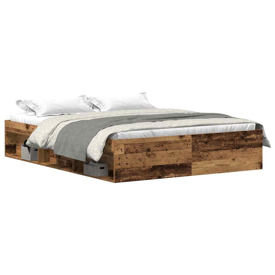 Bedframe zonder matras 150x200 cm bewerkt hout oud hout