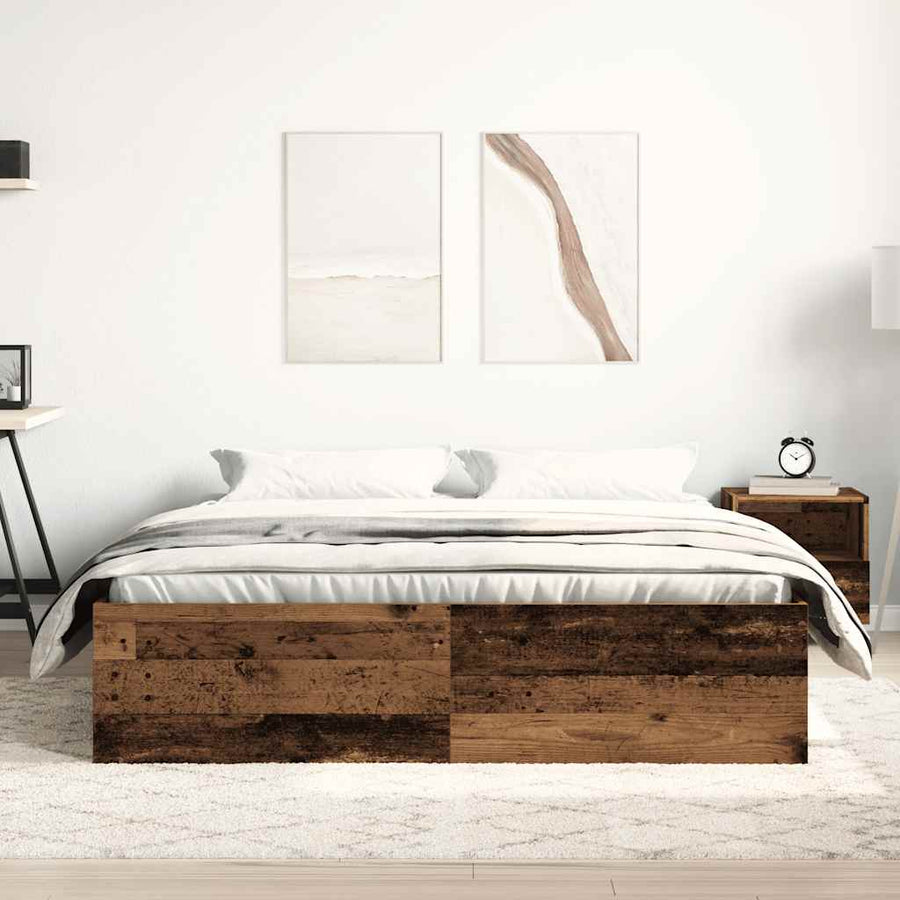 Bedframe zonder matras 150x200 cm bewerkt hout oud hout