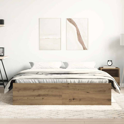 Bedframe zonder matras spaanplaat artisanaal eikenkleurig
