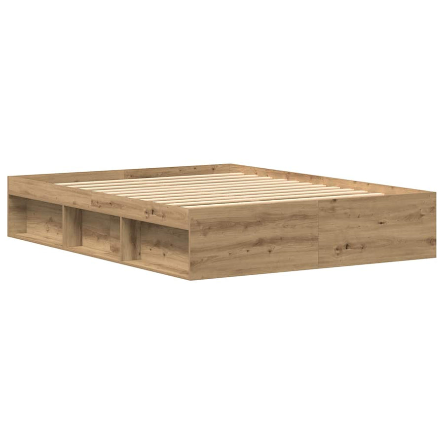 Bedframe zonder matras spaanplaat artisanaal eikenkleurig