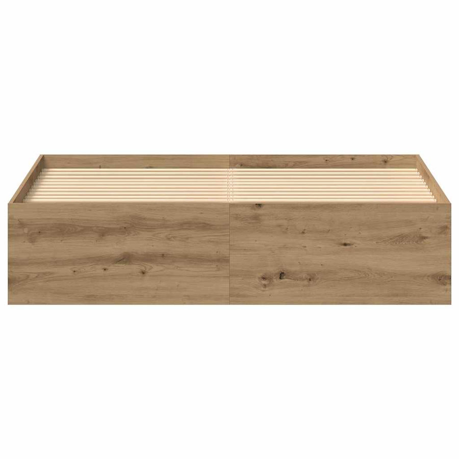 Bedframe zonder matras spaanplaat artisanaal eikenkleurig