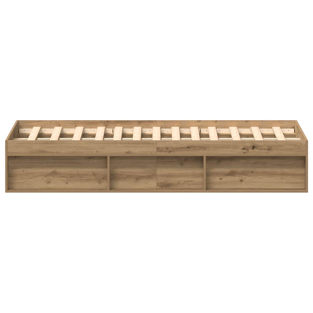 Bedframe zonder matras spaanplaat artisanaal eikenkleurig