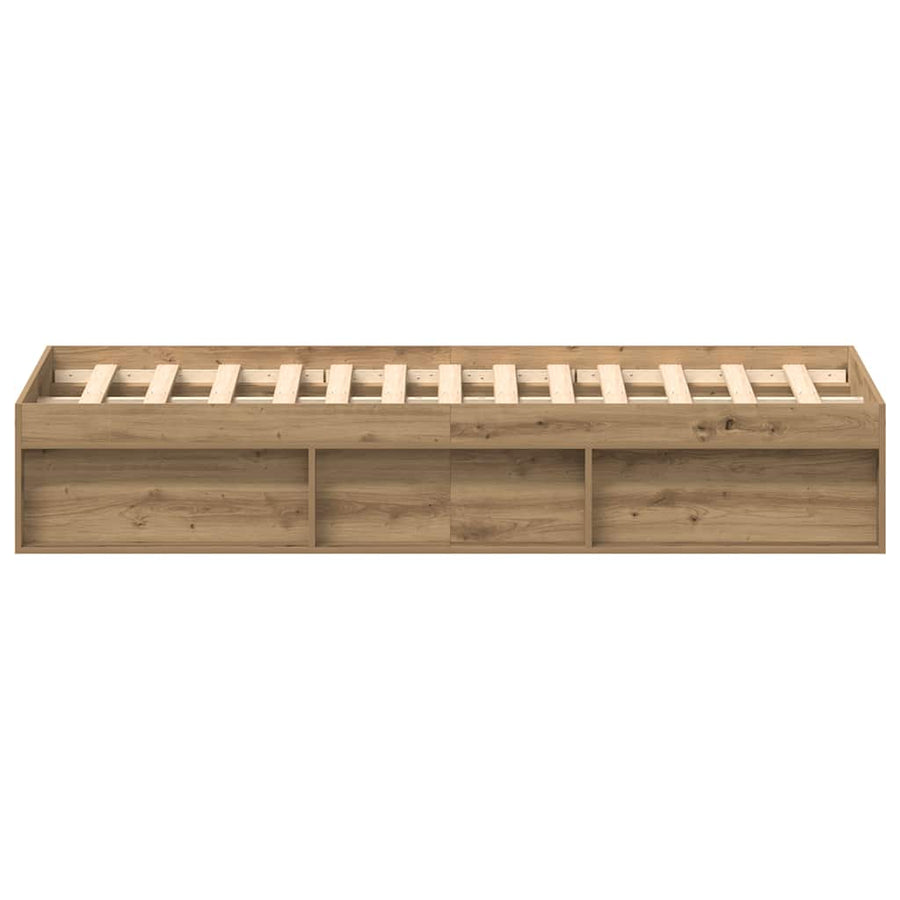 Bedframe zonder matras spaanplaat artisanaal eikenkleurig