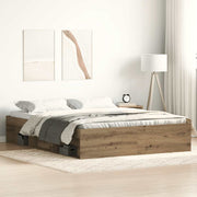 Bedframe 203x153x35 cm spaanplaat eikenkleurig
