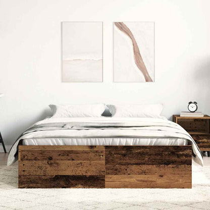 Bedframe zonder matras bewerkt 135x190 cm bewerkt hout oud