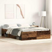 Bedframe 135x190 cm bewerkt hout oud