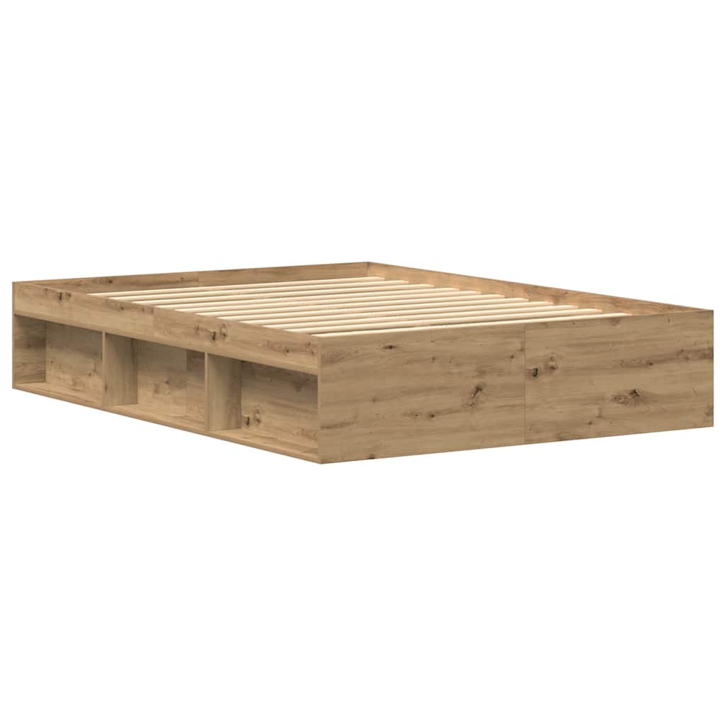 Bedframe zonder matras spaanplaat artisanaal eikenkleurig