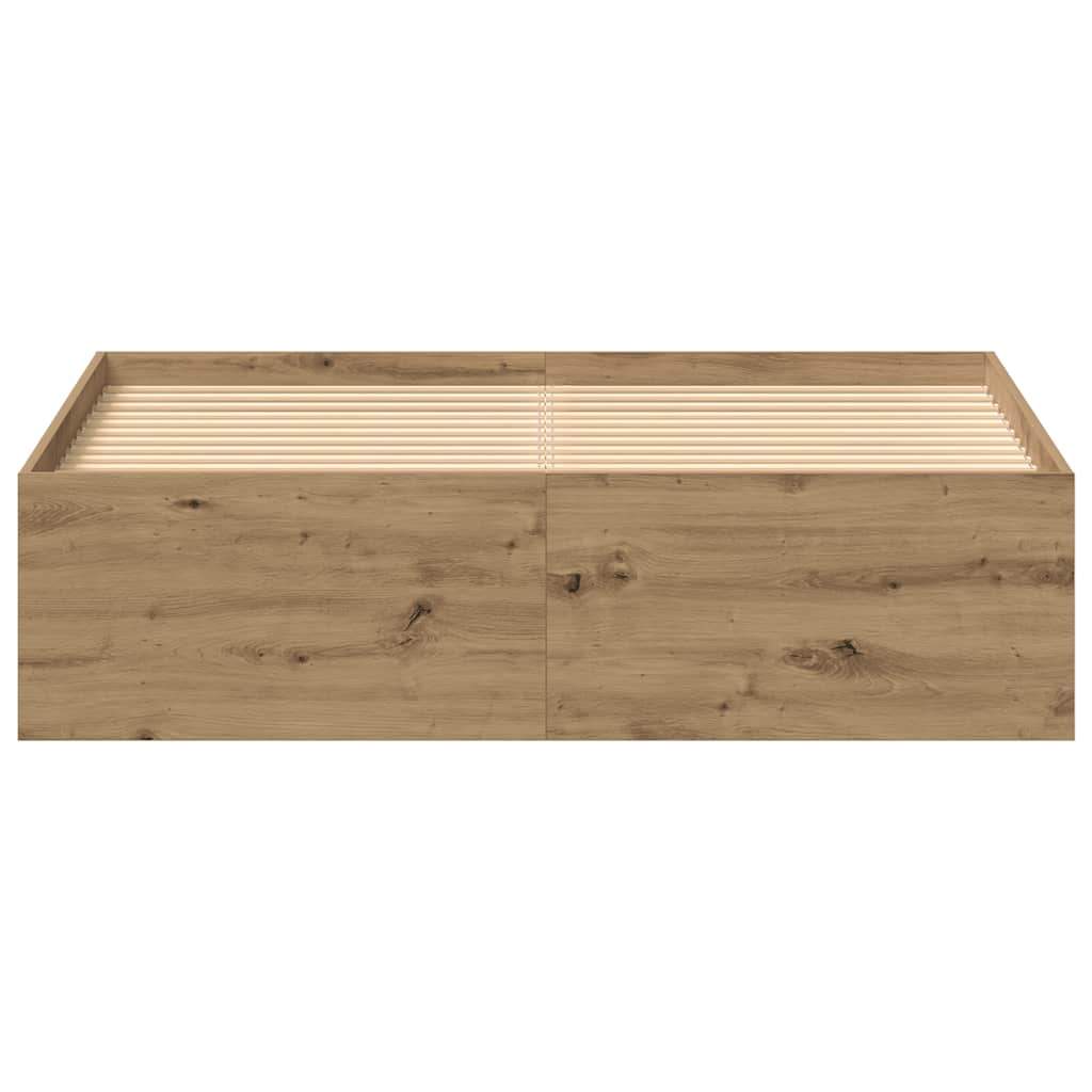 Bedframe zonder matras spaanplaat artisanaal eikenkleurig
