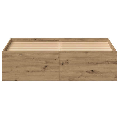 Bedframe zonder matras spaanplaat artisanaal eikenkleurig