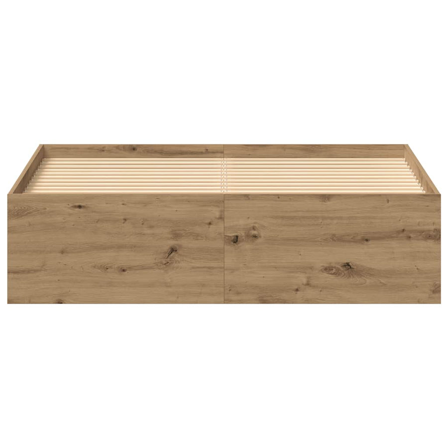 Bedframe zonder matras spaanplaat artisanaal eikenkleurig