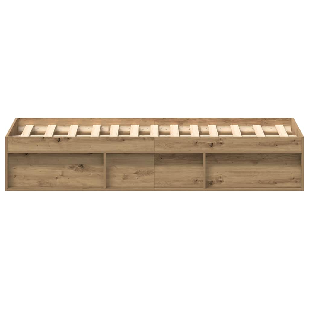 Bedframe zonder matras spaanplaat artisanaal eikenkleurig
