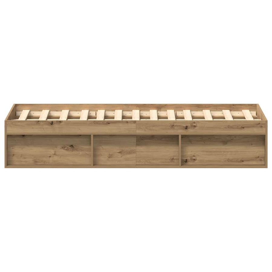 Bedframe zonder matras spaanplaat artisanaal eikenkleurig
