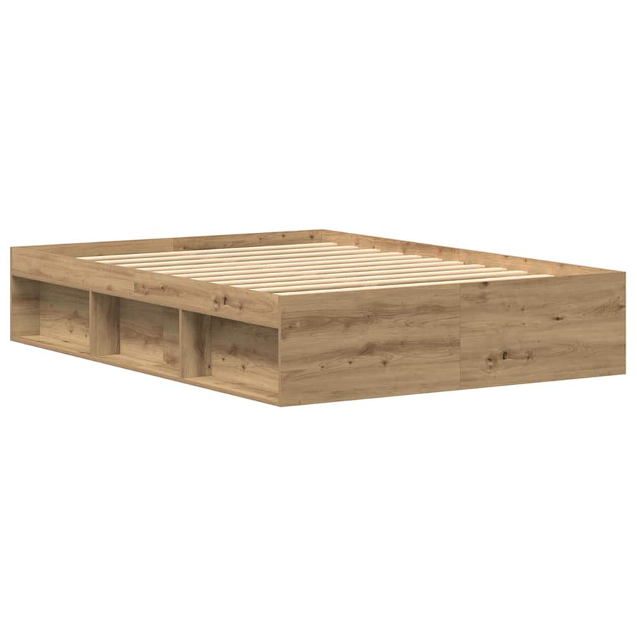 Bedframe zonder matras spaanplaat artisanaal eikenkleurig