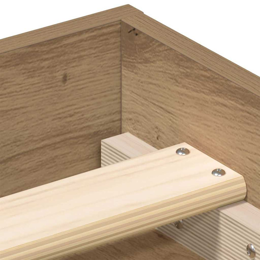 Bedframe zonder matras spaanplaat artisanaal eikenkleurig