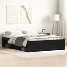 Bed frame without mattress 135x190 cm carved wood black oak colour