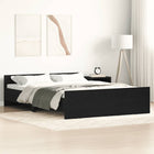 Bed frame without mattress 120x200 cm carved wood black oak color