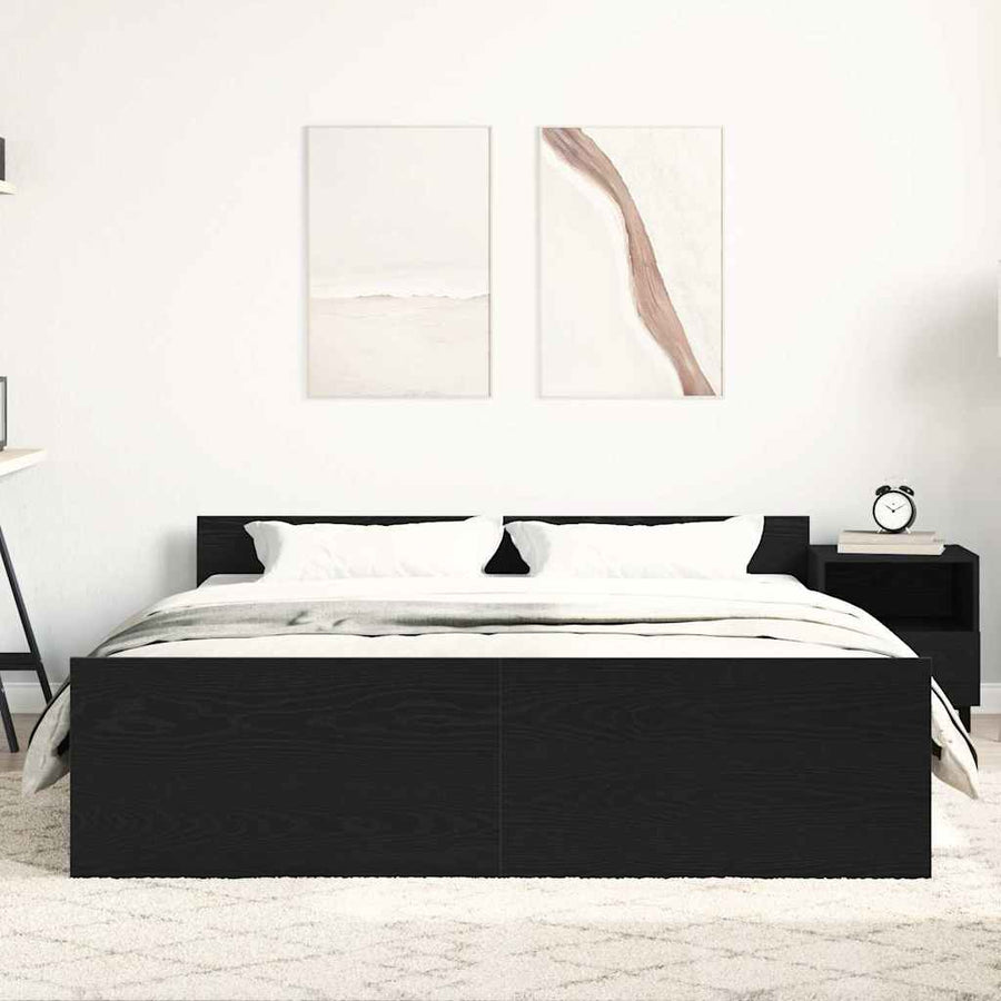 Bedframe zonder matras 150x200 cm bewerkt hout zwart eikenkleur