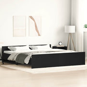 Bedframe 180x200 cm bewerkt hout zwart eikenkleurig